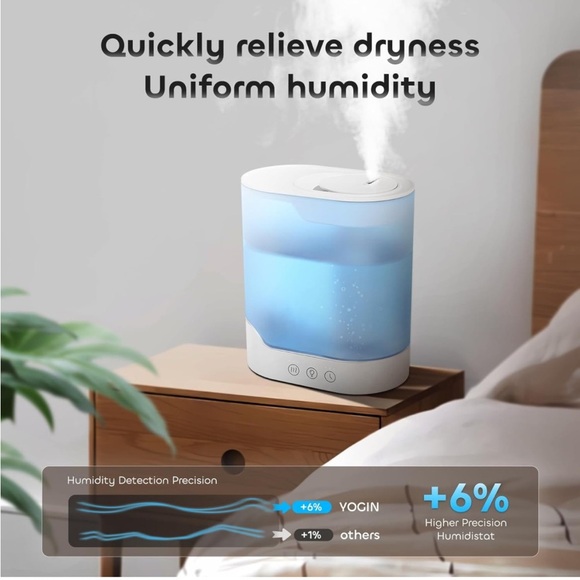 YOGIN Humidifiers for Bedroom Large room,Top fill 2.5L Ultrasonic cool mis - Picture 2 of 6